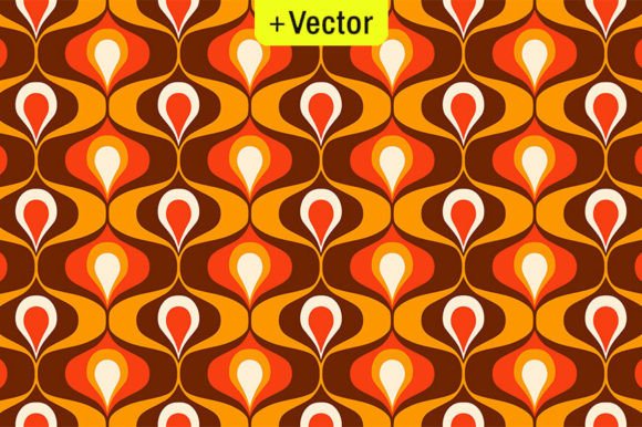 Download Retro Ogee Ovals Brown Orange Pattern - Brown Collection