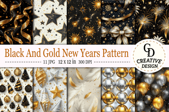 Download Black and Gold New Years Pattern - Premium Resources