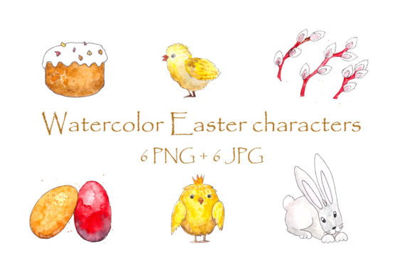Download Watercolor Easter Characters, Elements - Character Collection