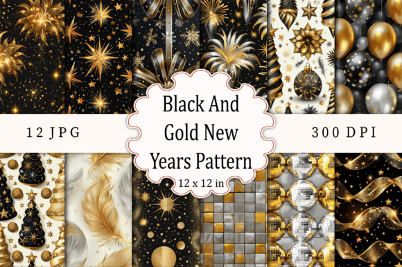 Download Black and Gold New Years Pattern - Premium Resources