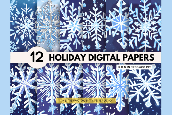 Download Snowflake Holiday Digital Paper Pack - Snow Collection