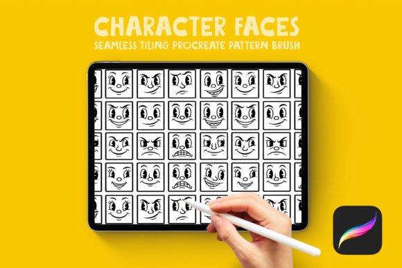 Download Character Faces Procreate Pattern Brush - Character Collection
