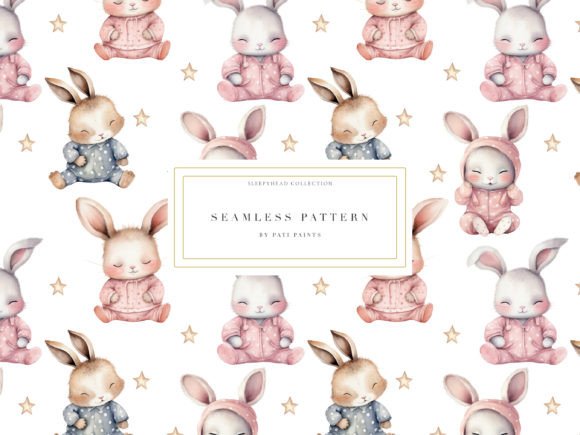 Download Sleepyhead Watercolor Cute Digital Paper - Cute digital paper Collection
