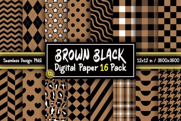 Download Brown &amp; Black Digital Paper 16 Pack - Brown Collection