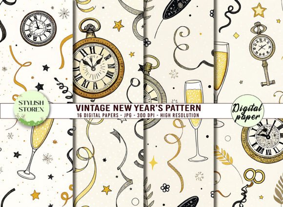 Download Vintage New Year’s Pattern - Premium Resources