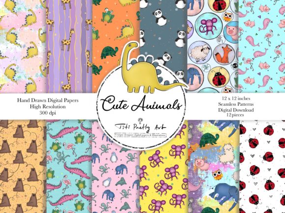 Download Cute Animals Digital Paper, Kids Pattern - Cute animals Collection